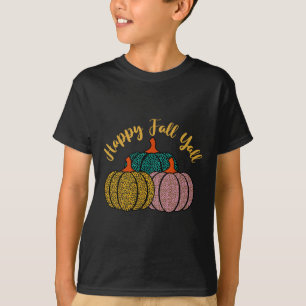Happy Fall Y'all Leopard Pumpkin For Autumn Lover T-Shirt
