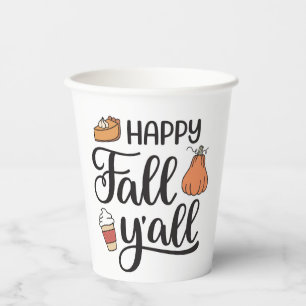 Happy Fall Y'all Paper Cups