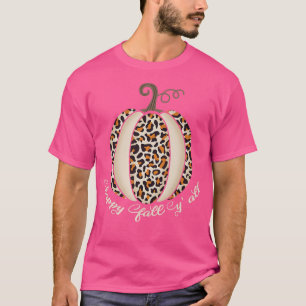 Happy Fall Yall Pumpkin Leopard Print Thanksgiving T-Shirt
