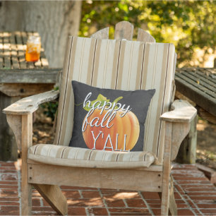 Happy Fall Yall Pumpkin On Chalkboard Cushion