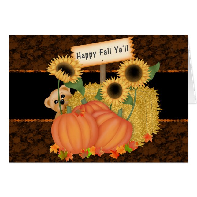Happy Fall Ya'll Pumpkin Patch Greeting Card (Front Horizontal)