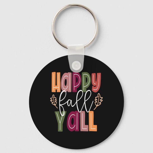 Happy Fall Yall Pumpkin Thanksgiving Halloween Cut Key Ring (Front)