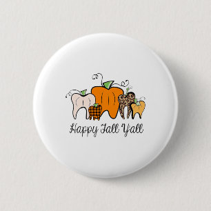 Happy Fall Y'all Pumpkin Tooth Lepard Halloween De 6 Cm Round Badge