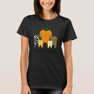 Happy Fall Y'all Pumpkin Tooth Lepard Zebra Hallow T-Shirt