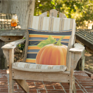 Happy Fall Yall Pumpkins On Fun Stripes Pattern Cushion