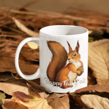 Happy Fall Yall Quote And Cute Squirrel Motif