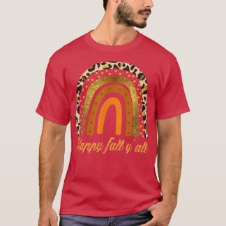 Happy Fall Yall Rainbow Fall Autumn Boho Rainbow  T-Shirt