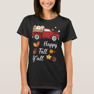 Happy Fall Yall Red Truck Golden Retriever T-Shirt