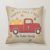 Happy FALL Y'all Red Truck Pumpkins Monogram