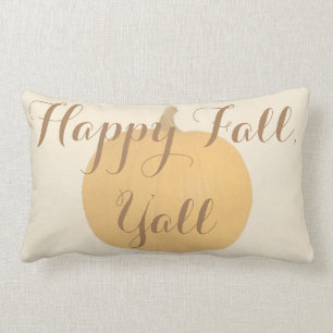 Happy Fall, Y'all Rustic Pumpkin Pillow
