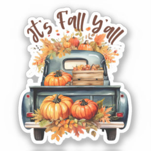 Happy Fall Y'all – Rustic Truck with Pumpkins