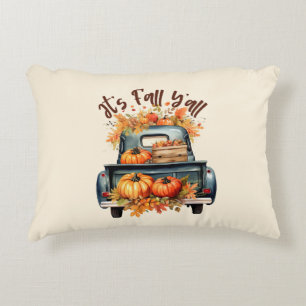 Happy Fall Y'all – Rustic Truck with Pumpkins Decorative Cushion