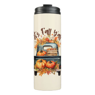 Happy Fall Y'all – Rustic Truck with Pumpkins Thermal Tumbler
