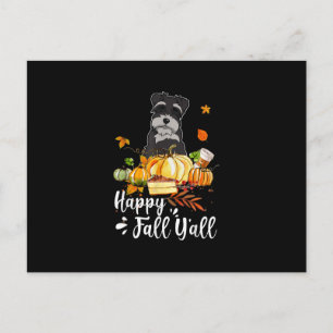 happy fall yall schnauzer dog thanksgiving postcard