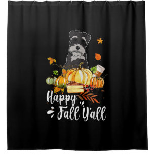 happy fall yall schnauzer dog thanksgiving shower curtain