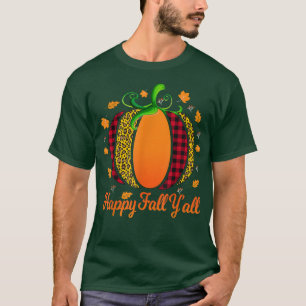 Happy Fall Y'all Shirt Women Men Pumpkin Leopard C
