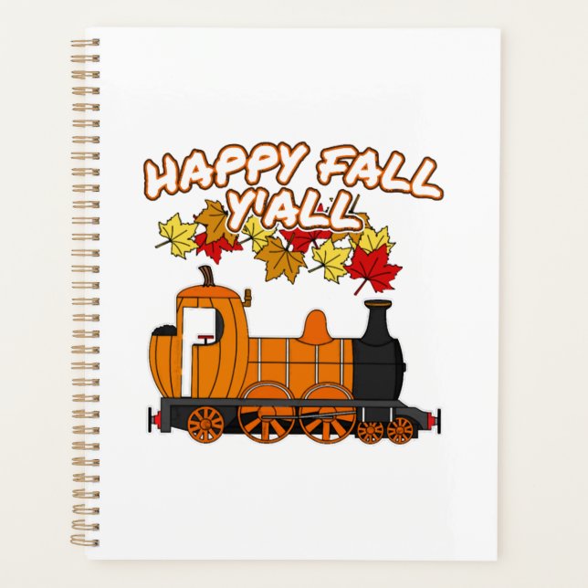 Happy Fall Y'All Steam Train Pumpkin Railroad Planner (Front)