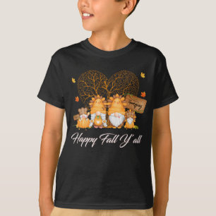Happy Fall Y'all T-shirt Gnome Leopard Pumpkin 