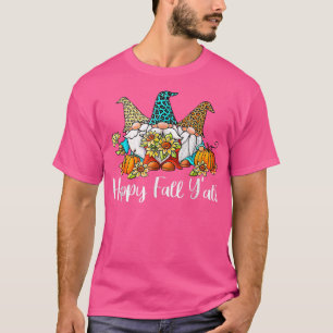 Happy Fall Y'all T Shirt Gnome Leopard Pumpkin Aut