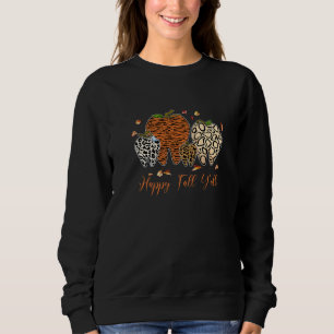 Happy Fall Y'all Tooth Leopard Zebra Halloween Den Sweatshirt