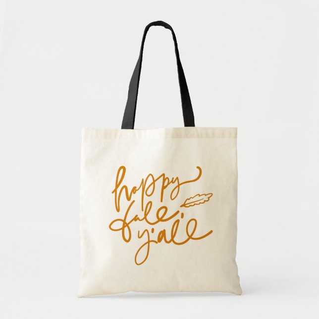 Happy Fall Y'all Tote Bag (Front)