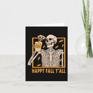 Happy Fall Yall  Women Halloween Skeleton Pumpkin  Card