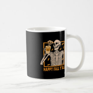 Happy Fall Yall Women Halloween Skeleton Pumpkin Coffee Mug