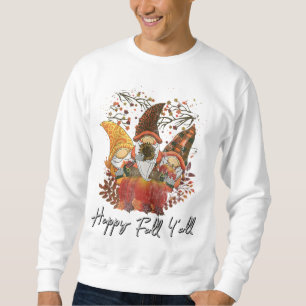 Happy Fall Y'all Women's Garden Gnome Leopard Pump Sweatshirt