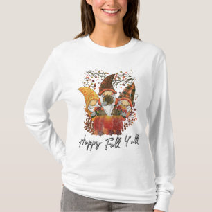 Happy Fall Y'all Women's Garden Gnome Leopard Pump T-Shirt