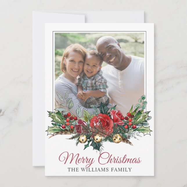 Happy Family Christmas Photo  Holiday Card (Front)