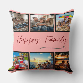 Happy Family Custom Photo Collage Cushion