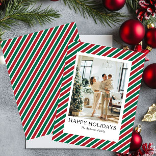 Happy family Holiday Photo Card red modern simple