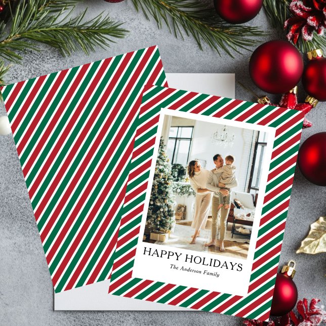 Happy family Holiday Photo Card red modern simple (Creator Uploaded)