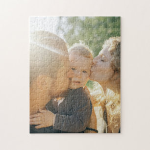 Happy Family Kiss Personalised Custom Photo  Jigsaw Puzzle