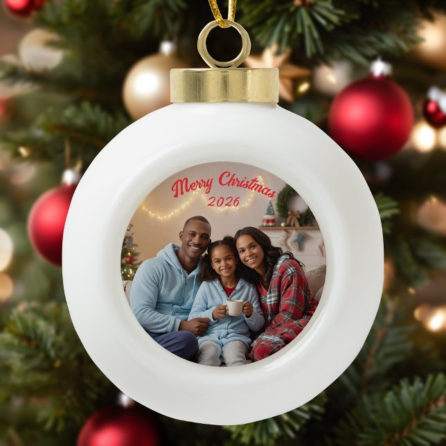 Happy Family Photo Keepsake  Ceramic Ball Christmas Ornament (Creator Uploaded)