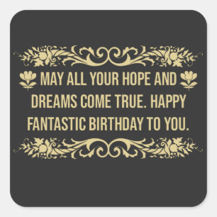 Happy fantastic birthday quote saying square sticker