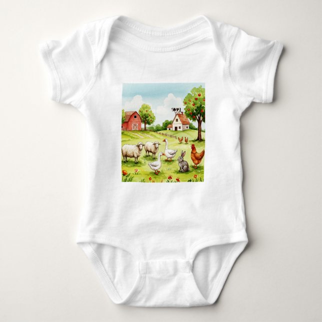Happy farm baby bodysuit (Front)