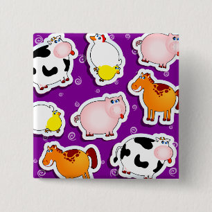 Happy farm background, button