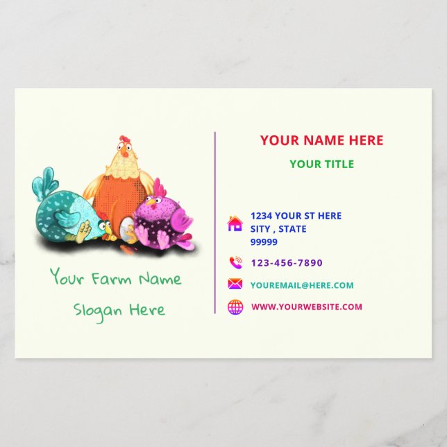 Happy Farm Farmer Promotional Flyers Funny Rooster (Back)