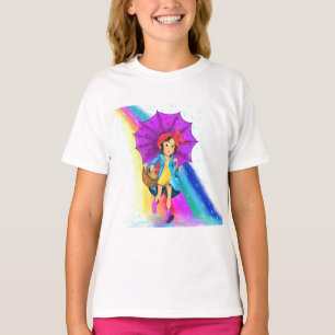 Happy Farm Girl with Umbrella T-Shirt