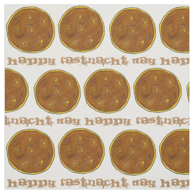 Happy Fasnacht Fastnacht Day Easter Lent Doughnut Fabric (Swatch)