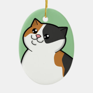 Happy Fat Calico Cat Keepsake Ornament