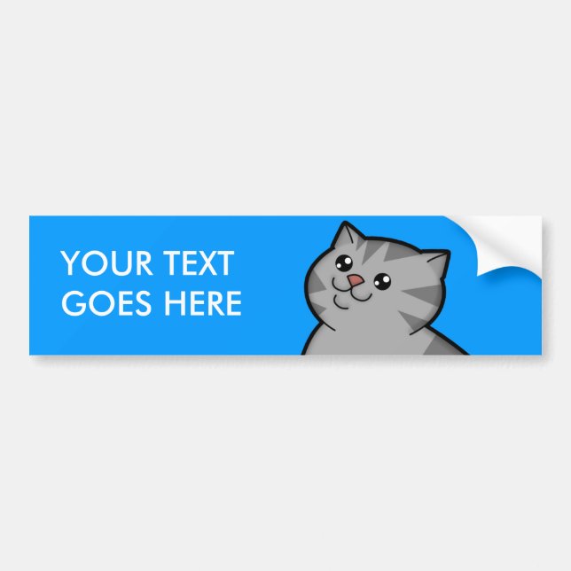 Happy Fat Silver Tabby Personalised Bumper Sticker (Front)