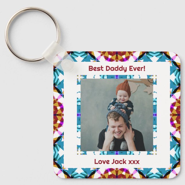 Happy Father’s Day Best Daddy Dad Ever Blue Photo Key Ring (Front)