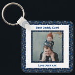 Happy Father’s Day Best Daddy Dad Ever Blue Photo Key Ring<br><div class="desc">Happy Father’s Day Best Daddy Dad Ever Dark Blue Photo Key Rings. A square photo keyring to celebrate your father. Replace the photos with your own of your husband and child or children; or of yourself and your pop. Square photo with blue, grey, and brown tones will work best. Edit...</div>