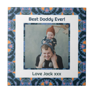 Happy Father’s Day Best Daddy Dad Ever Blue Photo Tile