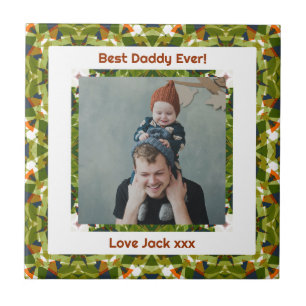 Happy Father’s Day Best Daddy Dad Ever Green Photo Tile