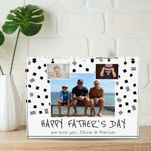 Happy Father`s Day Black White Pattern 3  Photo Block