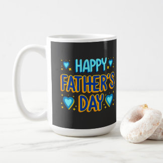 Happy Father’s Day Blue & Gold Heart Keychain Coffee Mug
