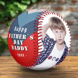 Happy Father`s Day Blue Red 2 Photo Collage  Baseball